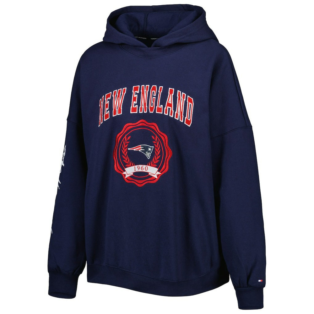 New England Patriots  Tommy Hilfiger Women's Becca Drop Shoulder Pullover Hoodie