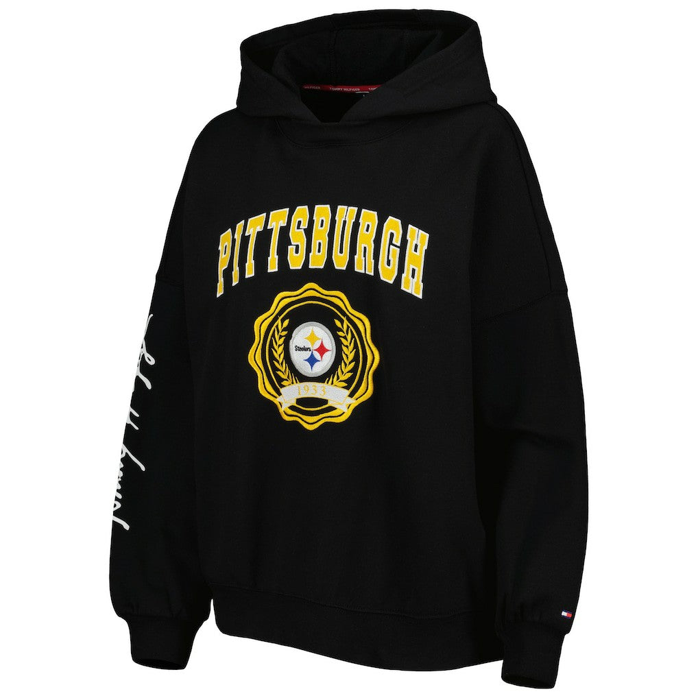 Pittsburgh Steelers  Tommy Hilfiger Women's Becca Drop Shoulder Pullover Hoodie