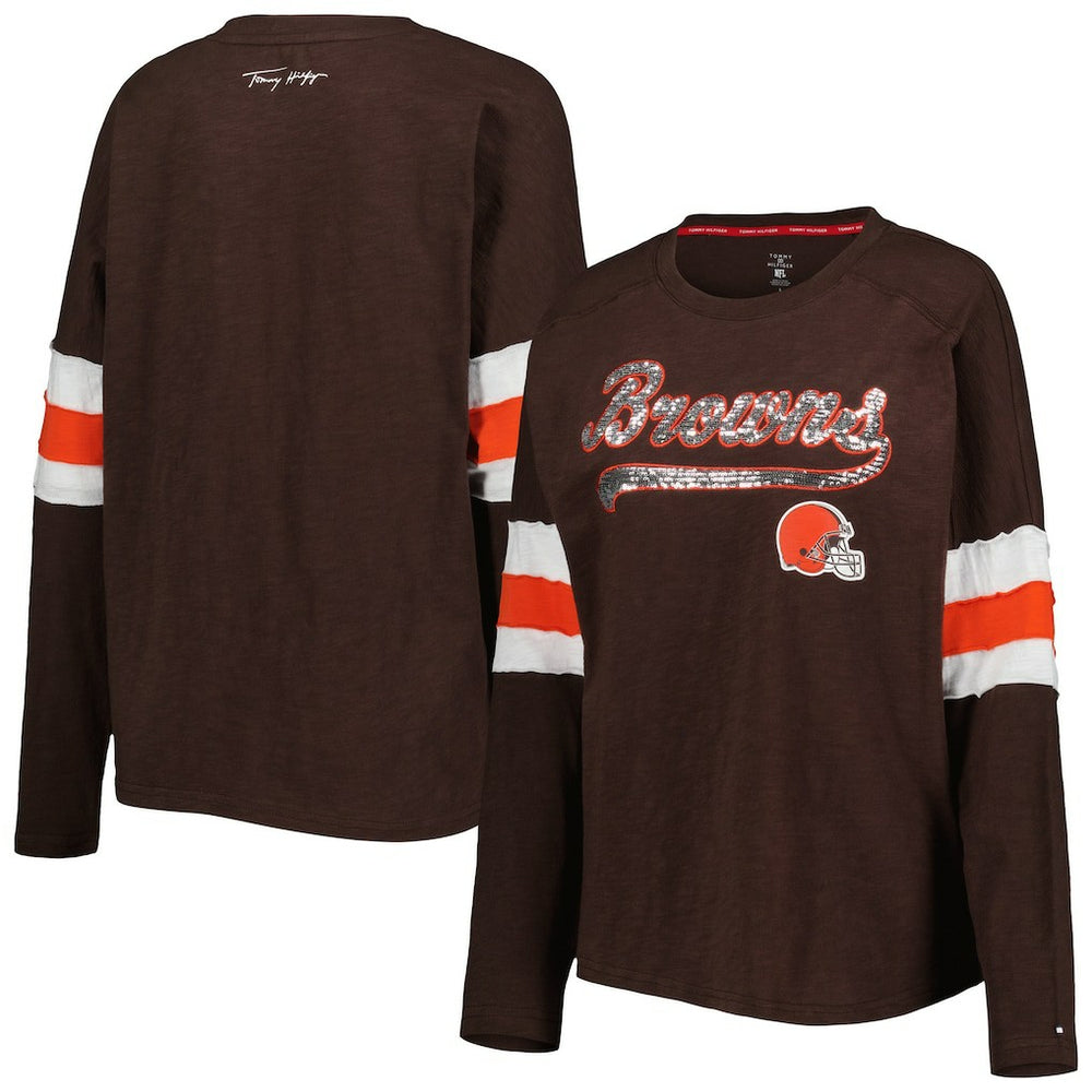 Cleveland Browns  Tommy Hilfiger Women's Justine Long Sleeve Tunic T-Shirt