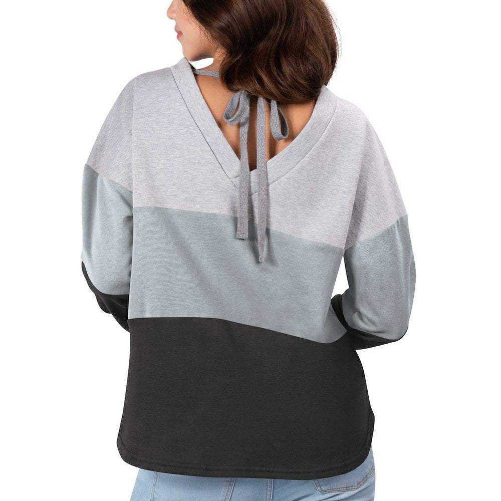 Las Vegas Raiders  Touch Women's Outfield Deep V-Back Waist Length Pullover Sweatshirt