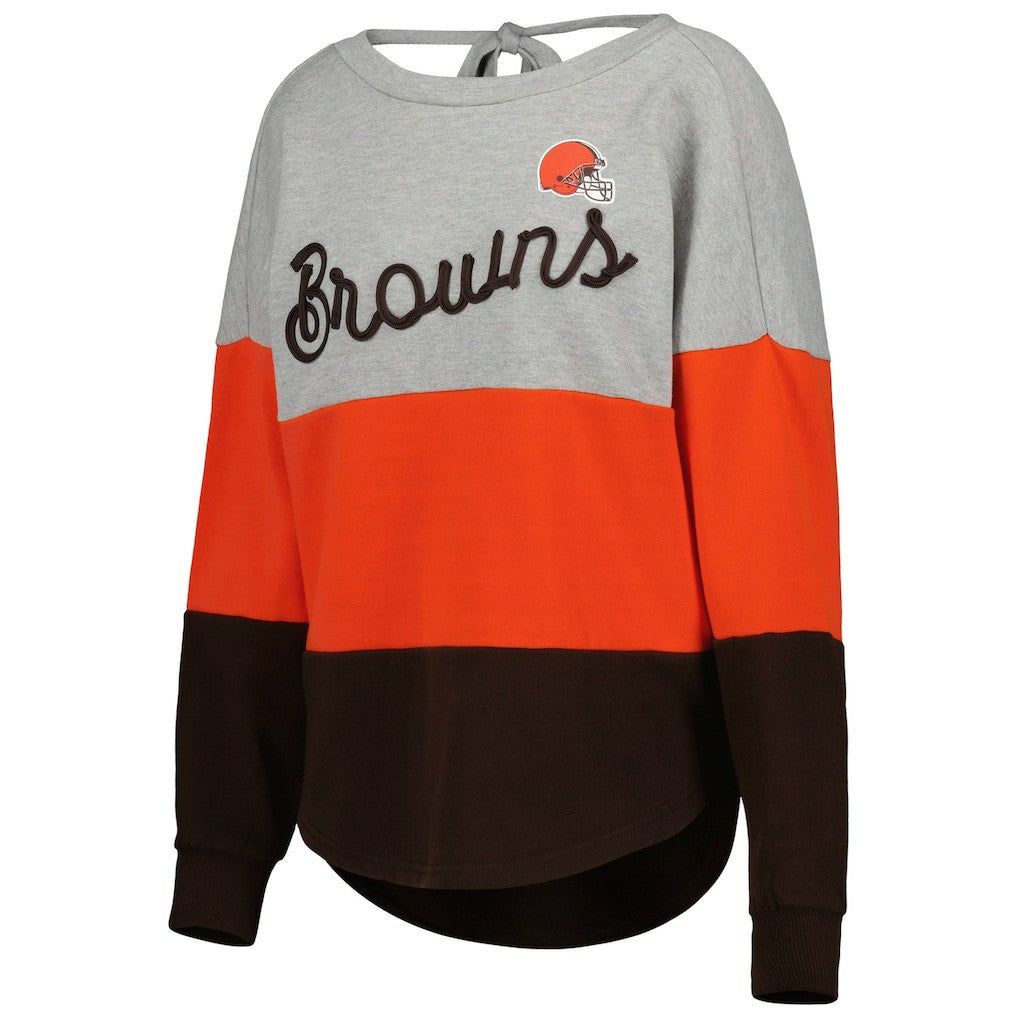 Cleveland Browns  Touch Women's Outfield Deep V-Back Waist Length Pullover Sweatshirt