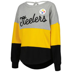 Pittsburgh Steelers  Touch Women's Outfield Deep V-Back Waist Length Pullover Sweatshirt