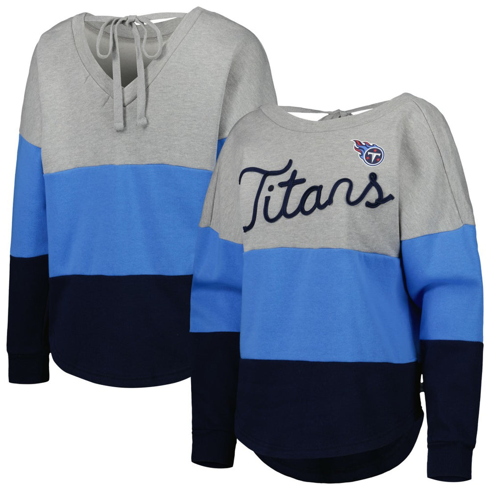 Tennessee Titans  Touch Women's Outfield Deep V-Back Waist Length Pullover Sweatshirt