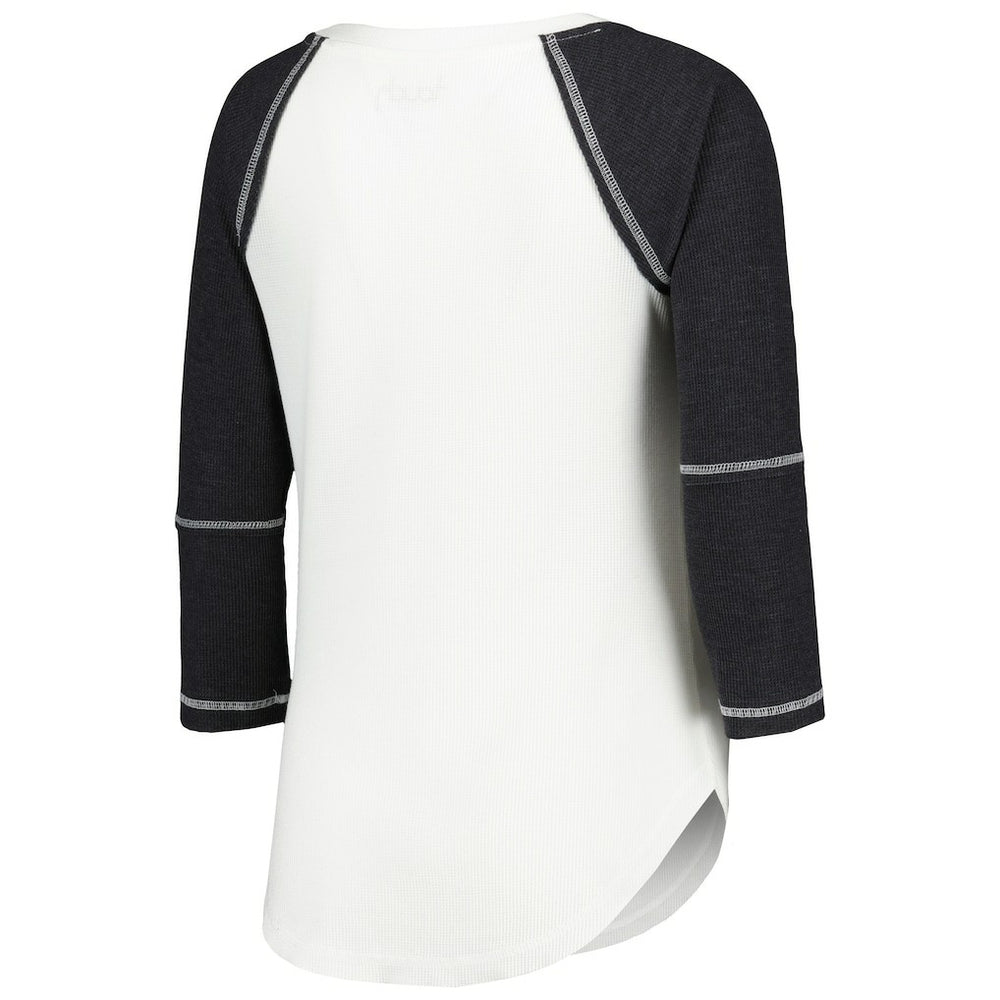Las Vegas Raiders  Touch Women's Rebel Raglan Tri-Blend 3/4-Sleeve Lace-Up V-Neck T-Shirt