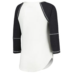 Las Vegas Raiders  Touch Women's Rebel Raglan Tri-Blend 3/4-Sleeve Lace-Up V-Neck T-Shirt