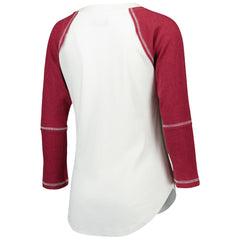 Washington Commanders  Touch Women's Rebel Raglan Tri-Blend 3/4-Sleeve Lace-Up V-Neck T-Shirt