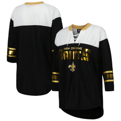 New Orleans Saints  G-III 4Her by Carl Banks Women's Double Team 3/4-Sleeve Lace-Up T-Shirt