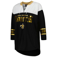 New Orleans Saints  G-III 4Her by Carl Banks Women's Double Team 3/4-Sleeve Lace-Up T-Shirt