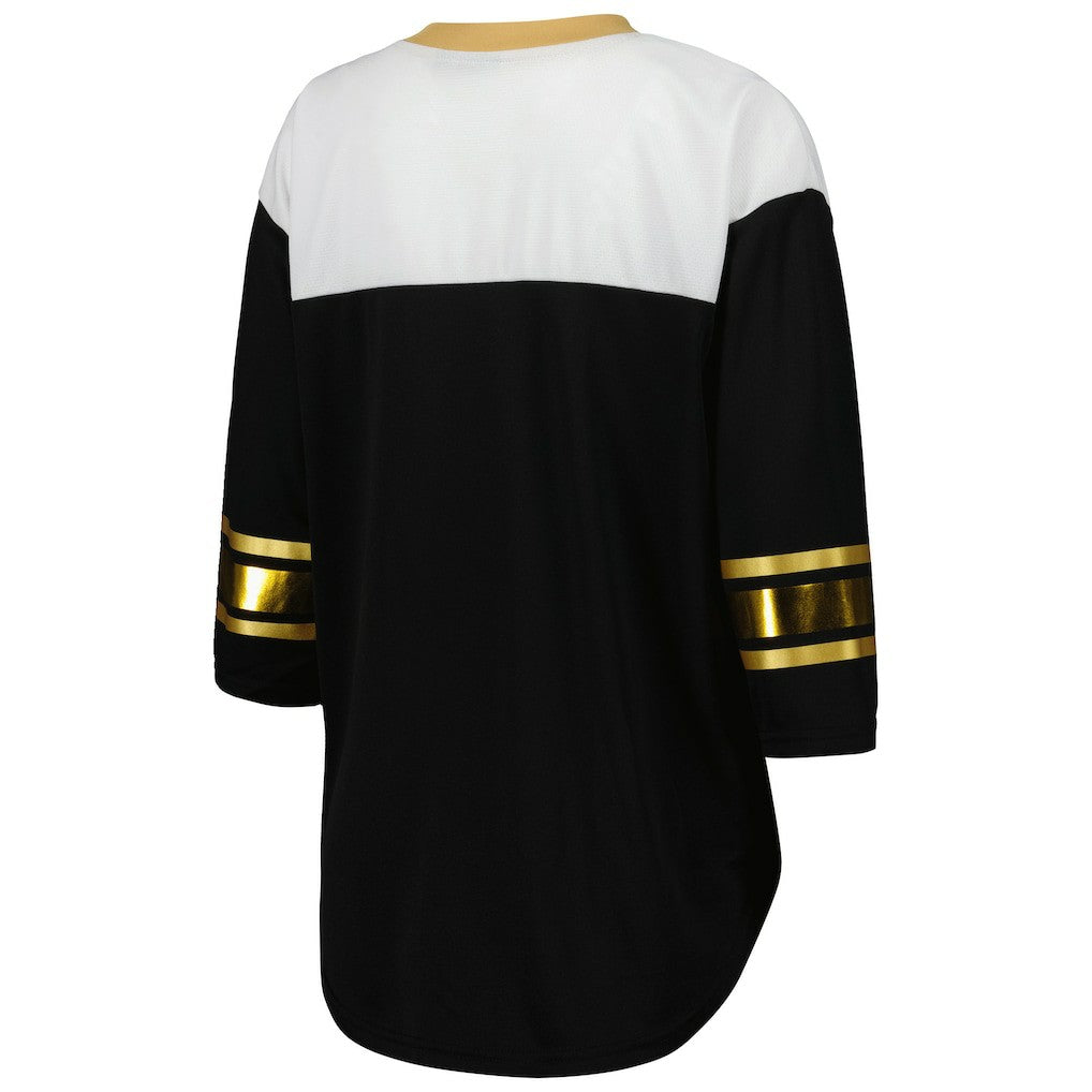 New Orleans Saints  G-III 4Her by Carl Banks Women's Double Team 3/4-Sleeve Lace-Up T-Shirt