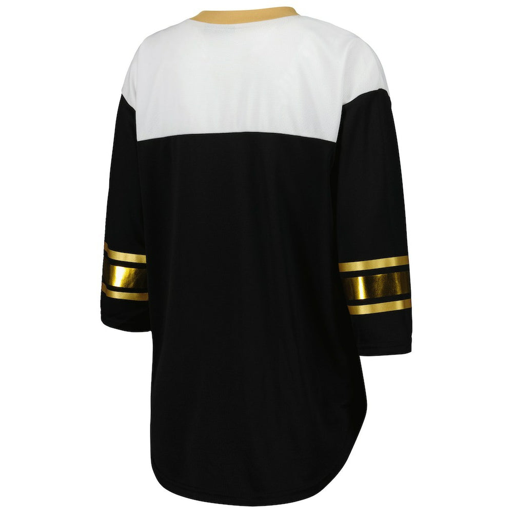 New Orleans Saints  G-III 4Her by Carl Banks Women's Double Team 3/4-Sleeve Lace-Up T-Shirt