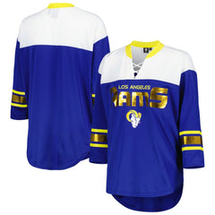 Los Angeles Rams  G-III 4Her by Carl Banks Women's Double Team 3/4-Sleeve Lace-Up T-Shirt