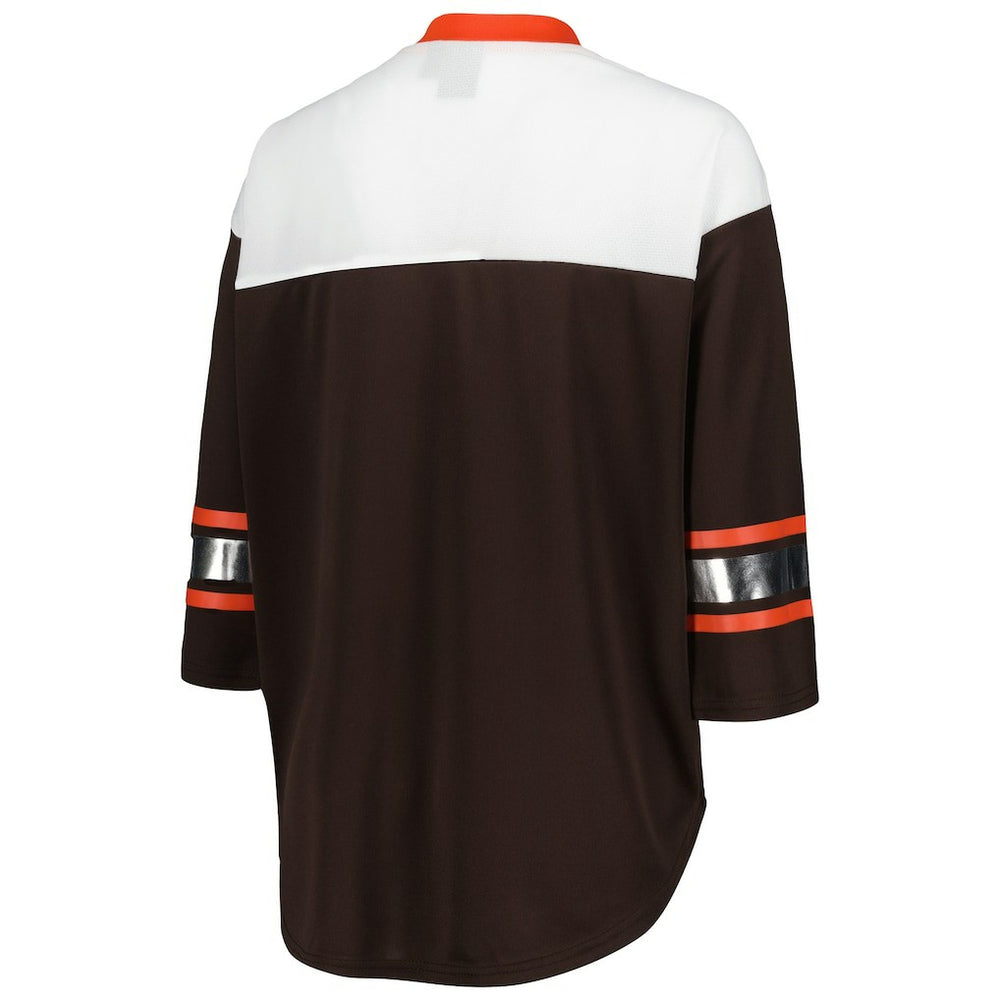Cleveland Browns  G-III 4Her by Carl Banks Women's Double Team 3/4-Sleeve Lace-Up T-Shirt