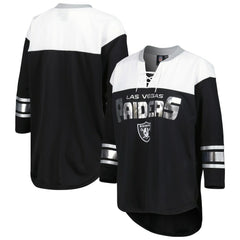 Las Vegas Raiders  G-III 4Her by Carl Banks Women's Double Team 3/4-Sleeve Lace-Up T-Shirt