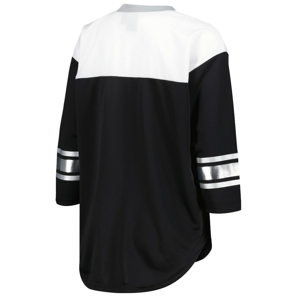 Las Vegas Raiders  G-III 4Her by Carl Banks Women's Double Team 3/4-Sleeve Lace-Up T-Shirt