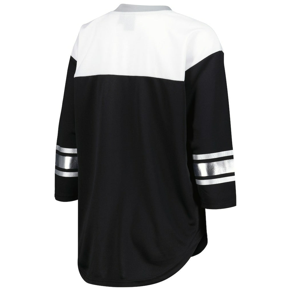 Las Vegas Raiders  G-III 4Her by Carl Banks Women's Double Team 3/4-Sleeve Lace-Up T-Shirt