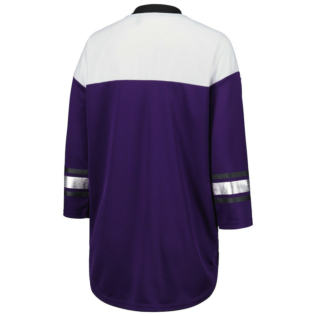 Baltimore Ravens  G-III 4Her by Carl Banks Women's Double Team 3/4-Sleeve Lace-Up T-Shirt
