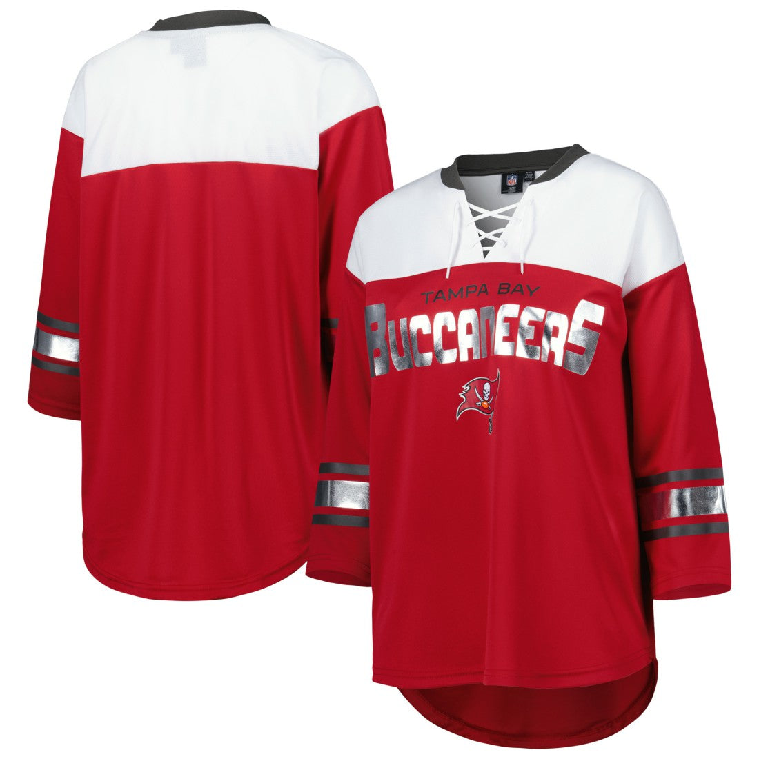 Tampa Bay Buccaneers  G-III 4Her by Carl Banks Women's Double Team 3/4-Sleeve Lace-Up T-Shirt