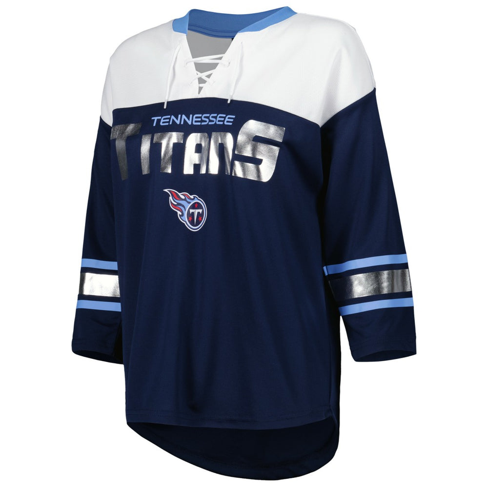 Tennessee Titans  G-III 4Her by Carl Banks Women's Double Team 3/4-Sleeve Lace-Up T-Shirt