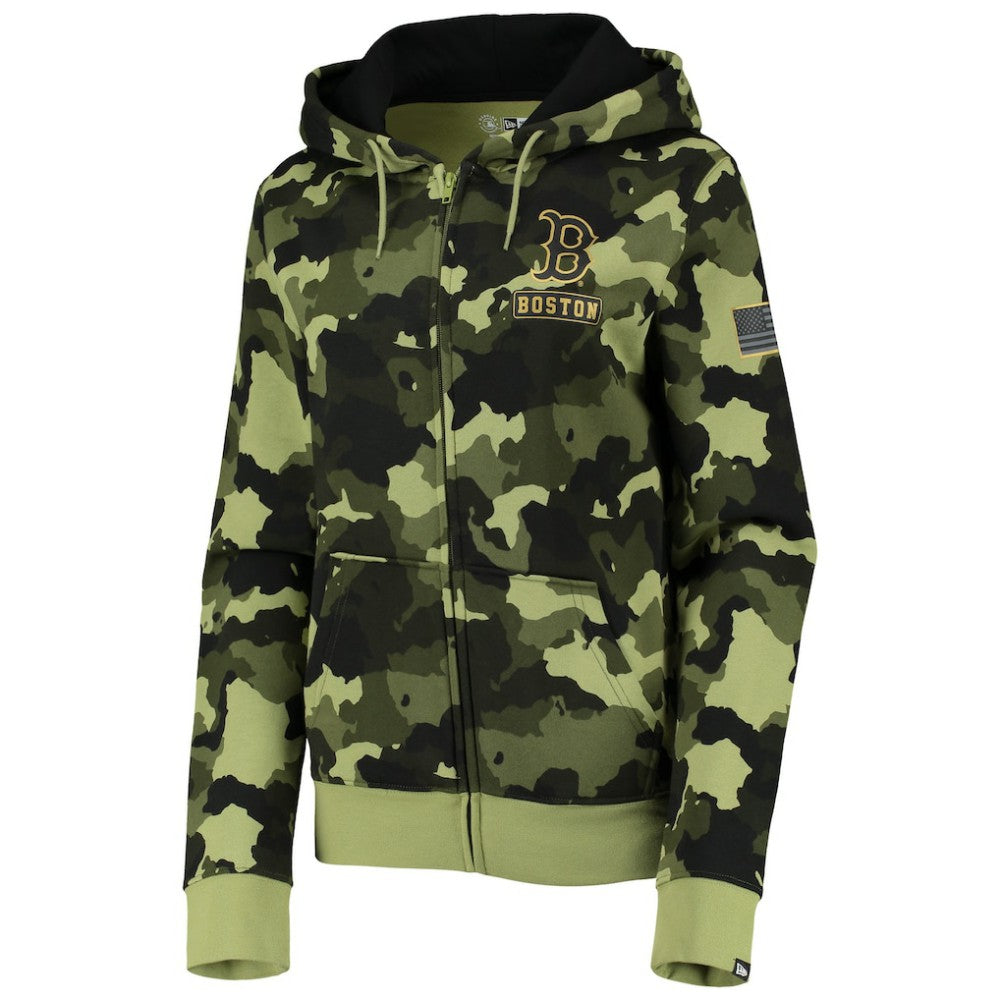 Boston Red Sox New Era Women's 2022 MLB Armed Forces Day Camo Full-Zip Hoodie | MLB Outlet