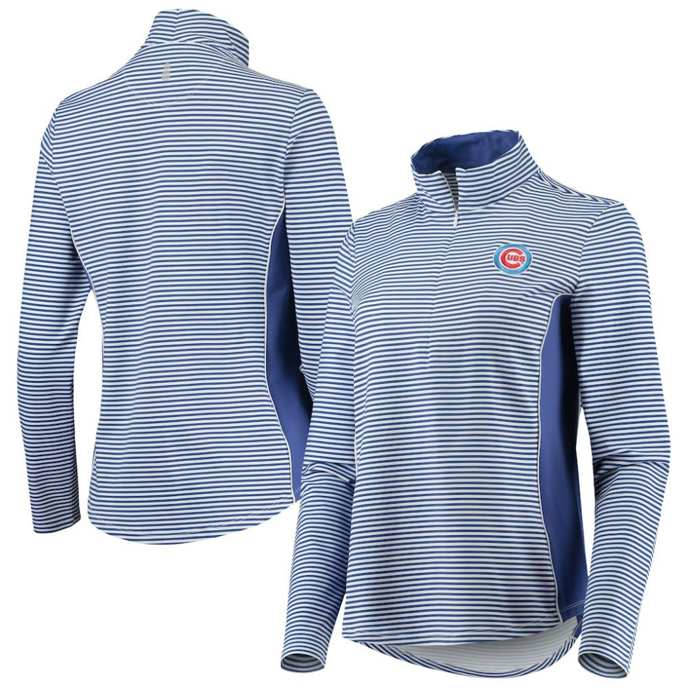 Chicago Cubs Tommy Bahama Women's Aubrey Stripe Block IslandZone Half-Zip Jacket | MLB On Sale
