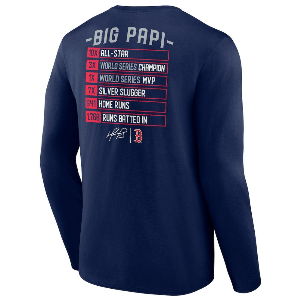 David Ortiz Boston Red Sox Fanatics Stats Resume Long Sleeve T-Shirt | MLB Shop