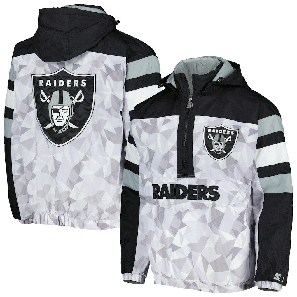 Las Vegas Raiders  Starter Thursday Night Gridiron Raglan Half-Zip Hooded Jacket