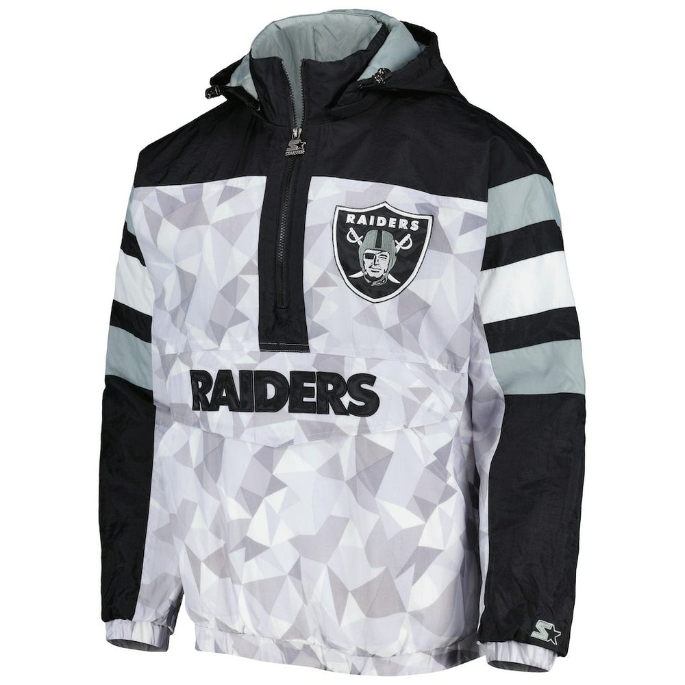Las Vegas Raiders  Starter Thursday Night Gridiron Raglan Half-Zip Hooded Jacket