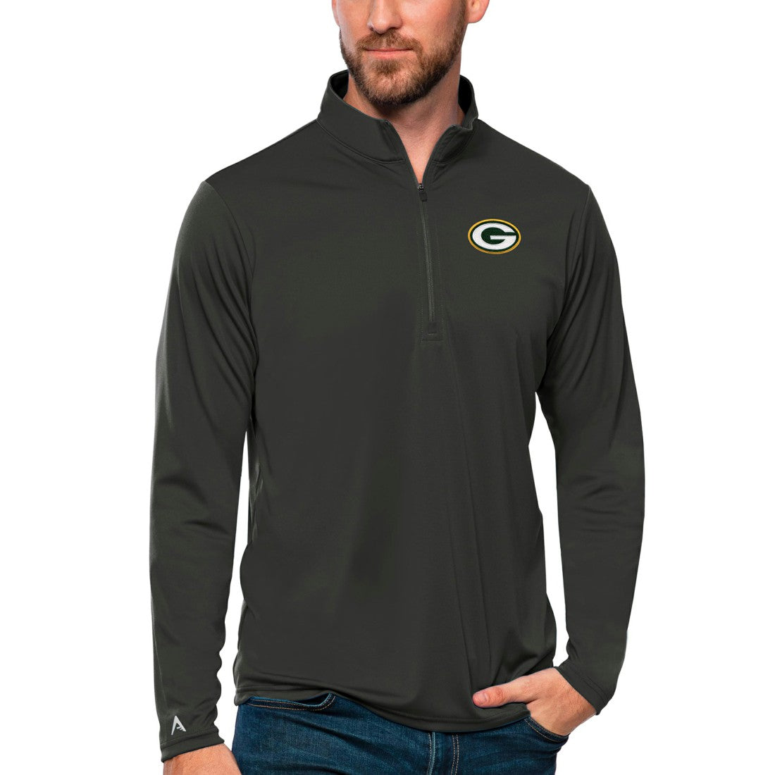 Green Bay Packers  Antigua Tribute Quarter-Zip Lightweight Pullover Top