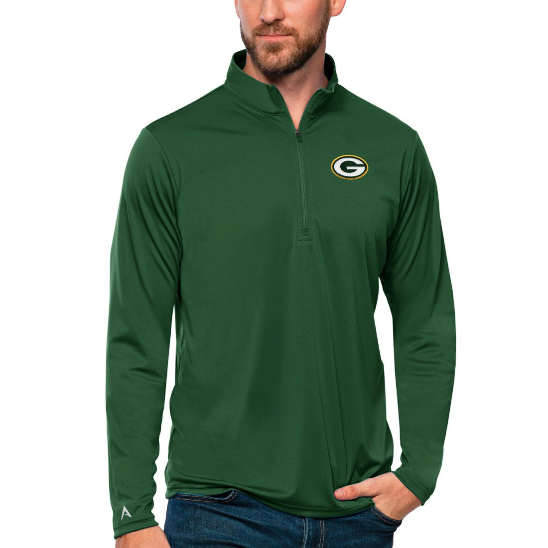 Green Bay Packers  Antigua Tribute Quarter-Zip Lightweight Pullover Top