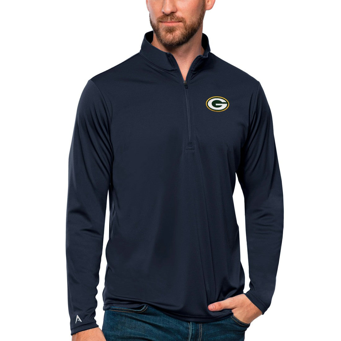 Green Bay Packers  Antigua Tribute Quarter-Zip Lightweight Pullover Top