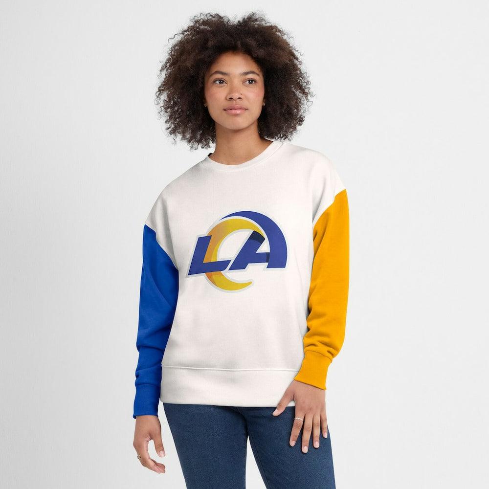 Los Angeles Rams Fanatics Women's Colorblock Primary Logo Pullover Sweatshirt