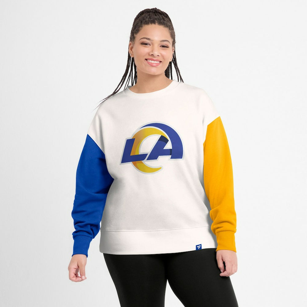 Los Angeles Rams Fanatics Women's Colorblock Primary Logo Pullover Sweatshirt