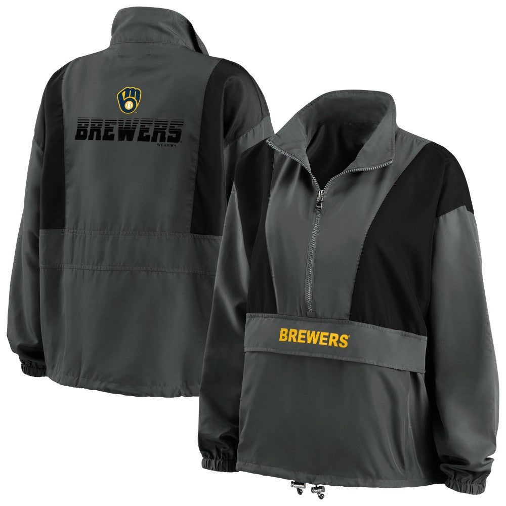 Milwaukee Brewers WEAR by Erin Andrews Women's Packable Half-Zip Jacket | MLB New
