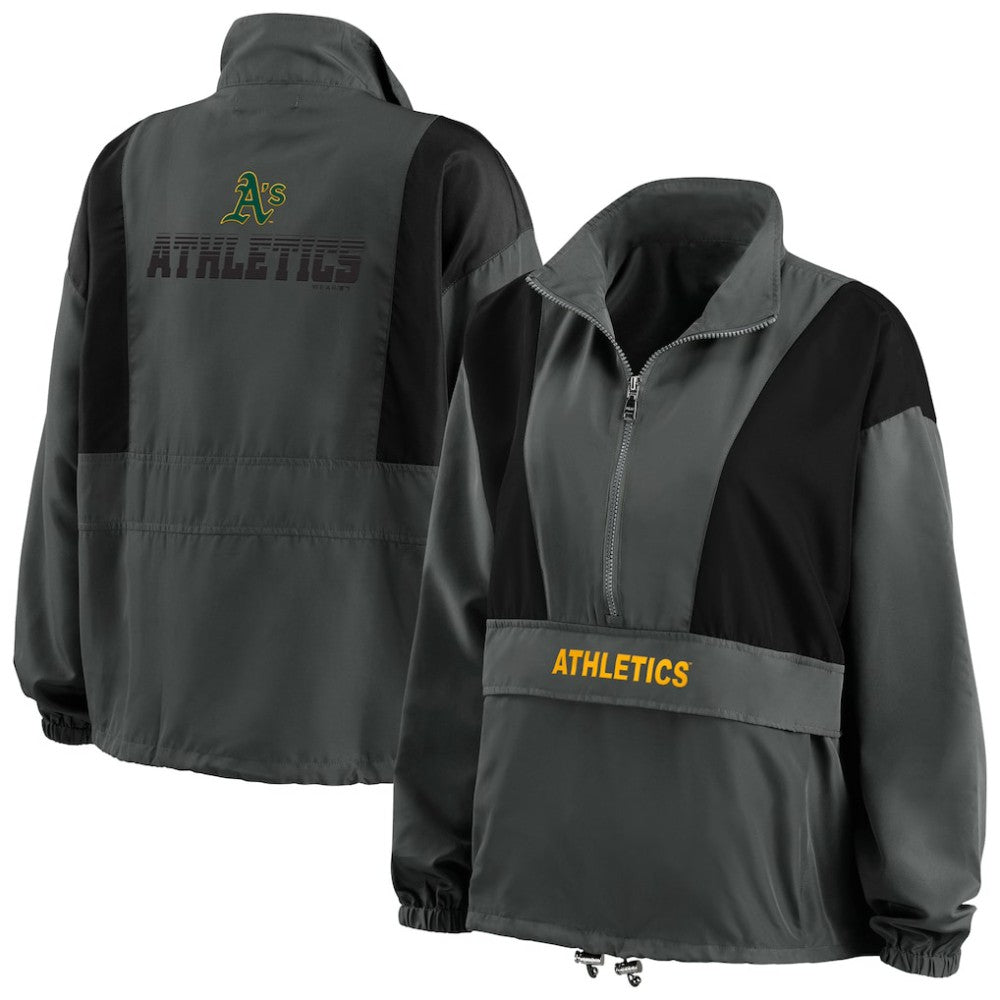 Athletics WEAR by Erin Andrews Women's Packable Half-Zip Jacket | MLB Sale