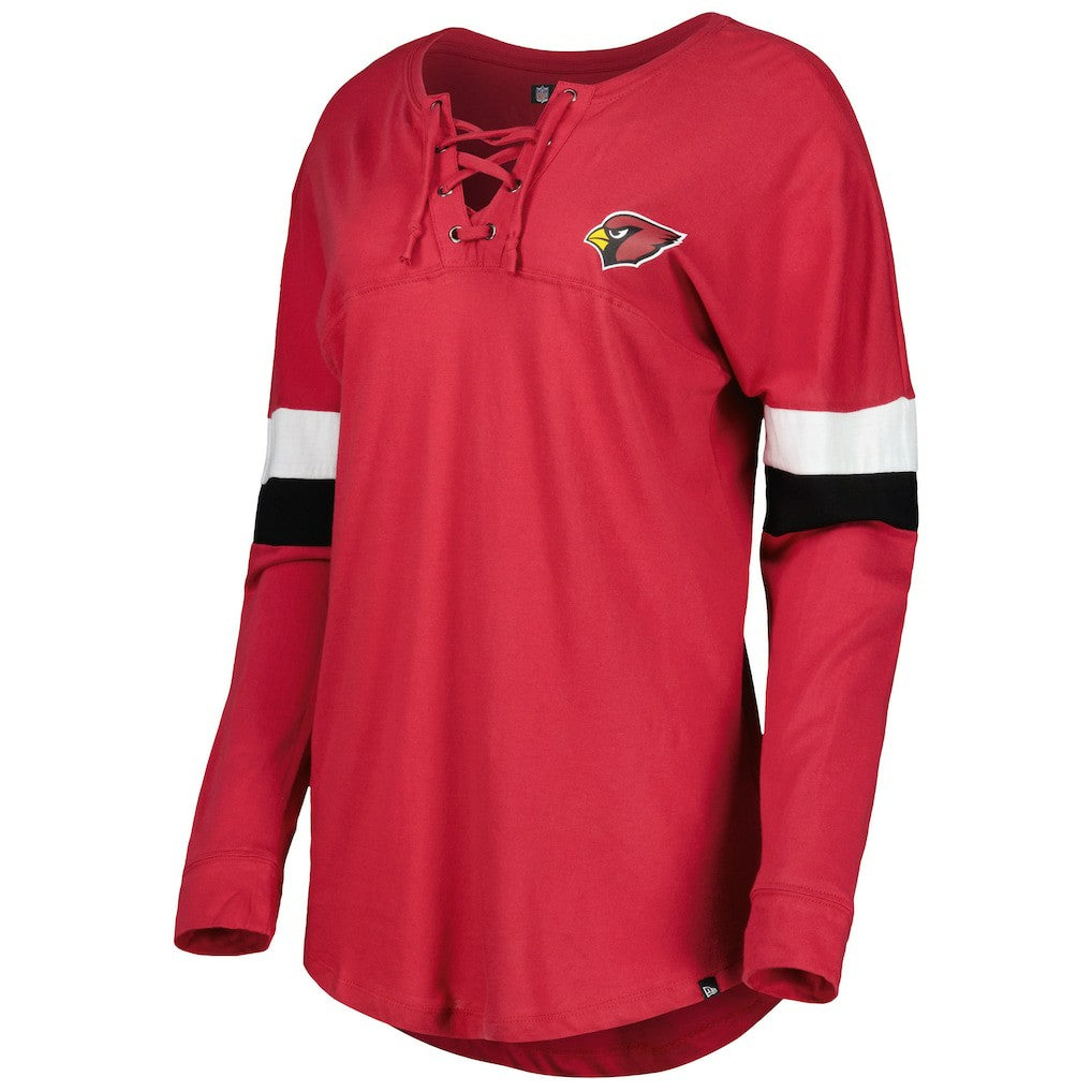 Arizona Cardinals New Era Women's Athletic Varsity Lace-Up Lightweight Long Sleeve T-Shirt