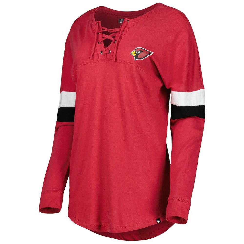 Arizona Cardinals New Era Women's Athletic Varsity Lace-Up Lightweight Long Sleeve T-Shirt