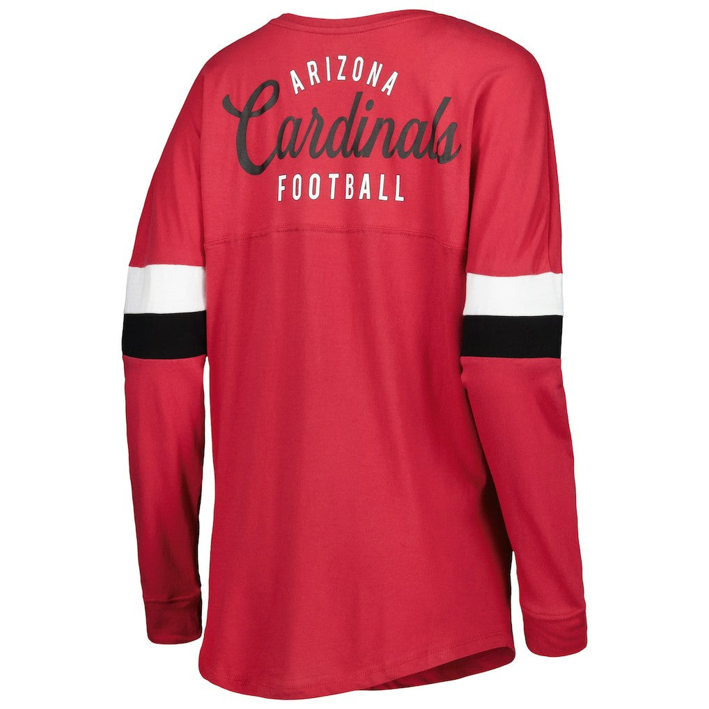 Arizona Cardinals New Era Women's Athletic Varsity Lace-Up Lightweight Long Sleeve T-Shirt