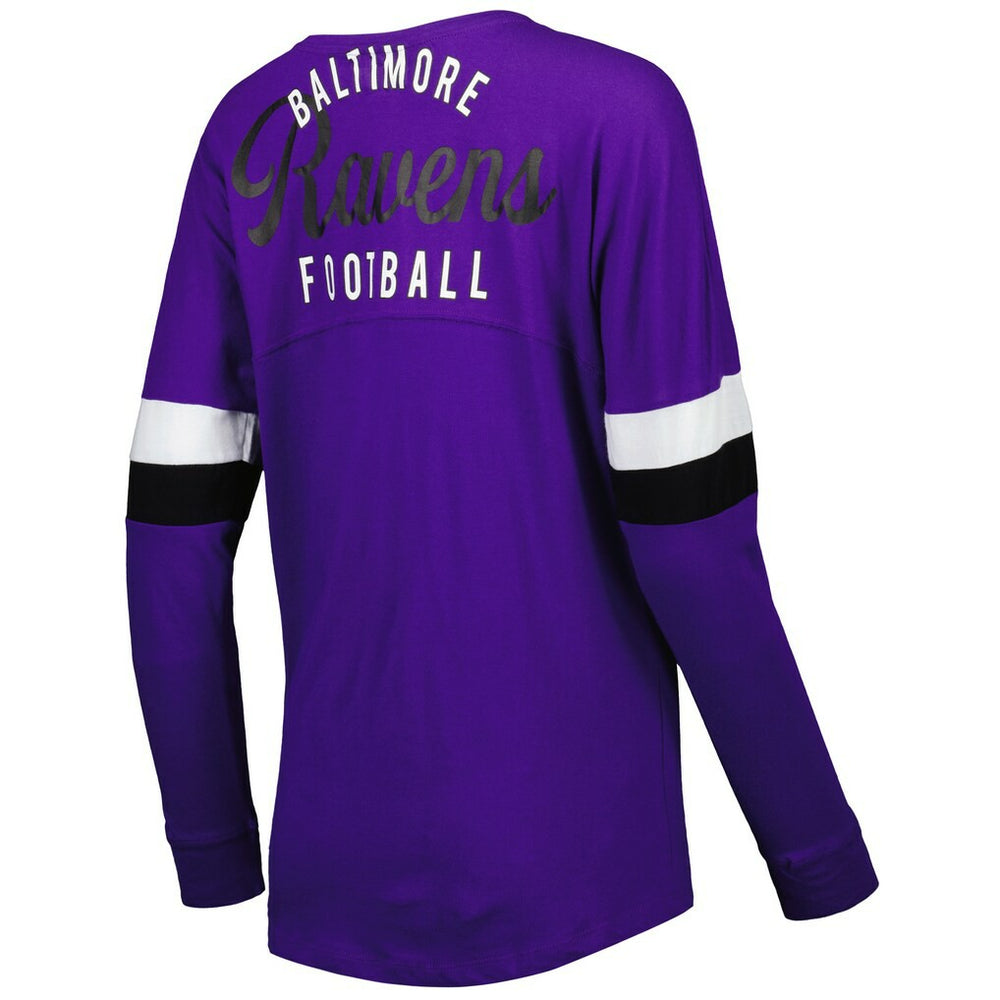 Baltimore Ravens New Era Women's Athletic Varsity Lace-Up Lightweight Long Sleeve T-Shirt
