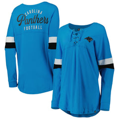 Carolina Panthers New Era Women's Athletic Varsity Lace-Up Lightweight Long Sleeve T-Shirt
