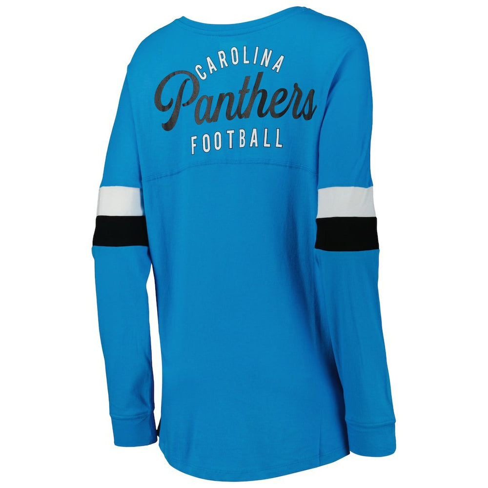 Carolina Panthers New Era Women's Athletic Varsity Lace-Up Lightweight Long Sleeve T-Shirt
