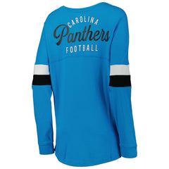 Carolina Panthers New Era Women's Athletic Varsity Lace-Up Lightweight Long Sleeve T-Shirt