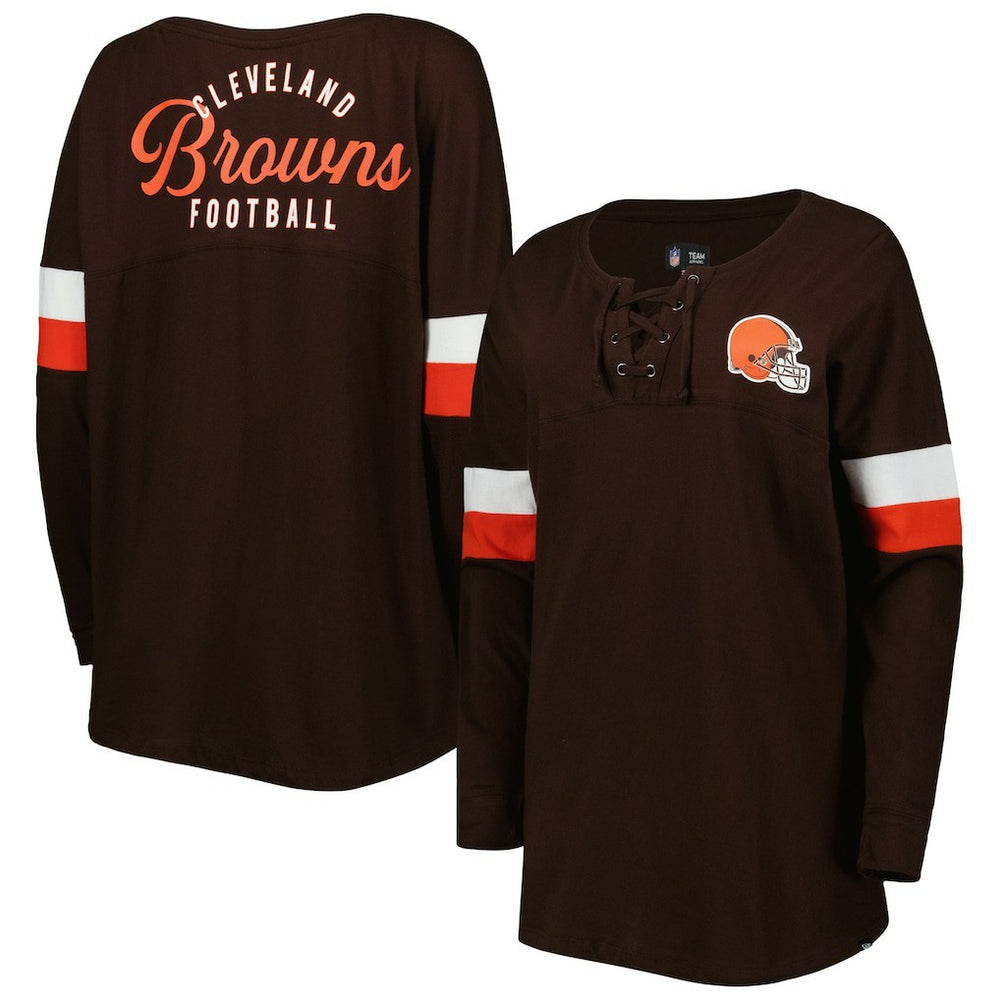 Cleveland Browns New Era Women's Athletic Varsity Lace-Up Lightweight Long Sleeve T-Shirt