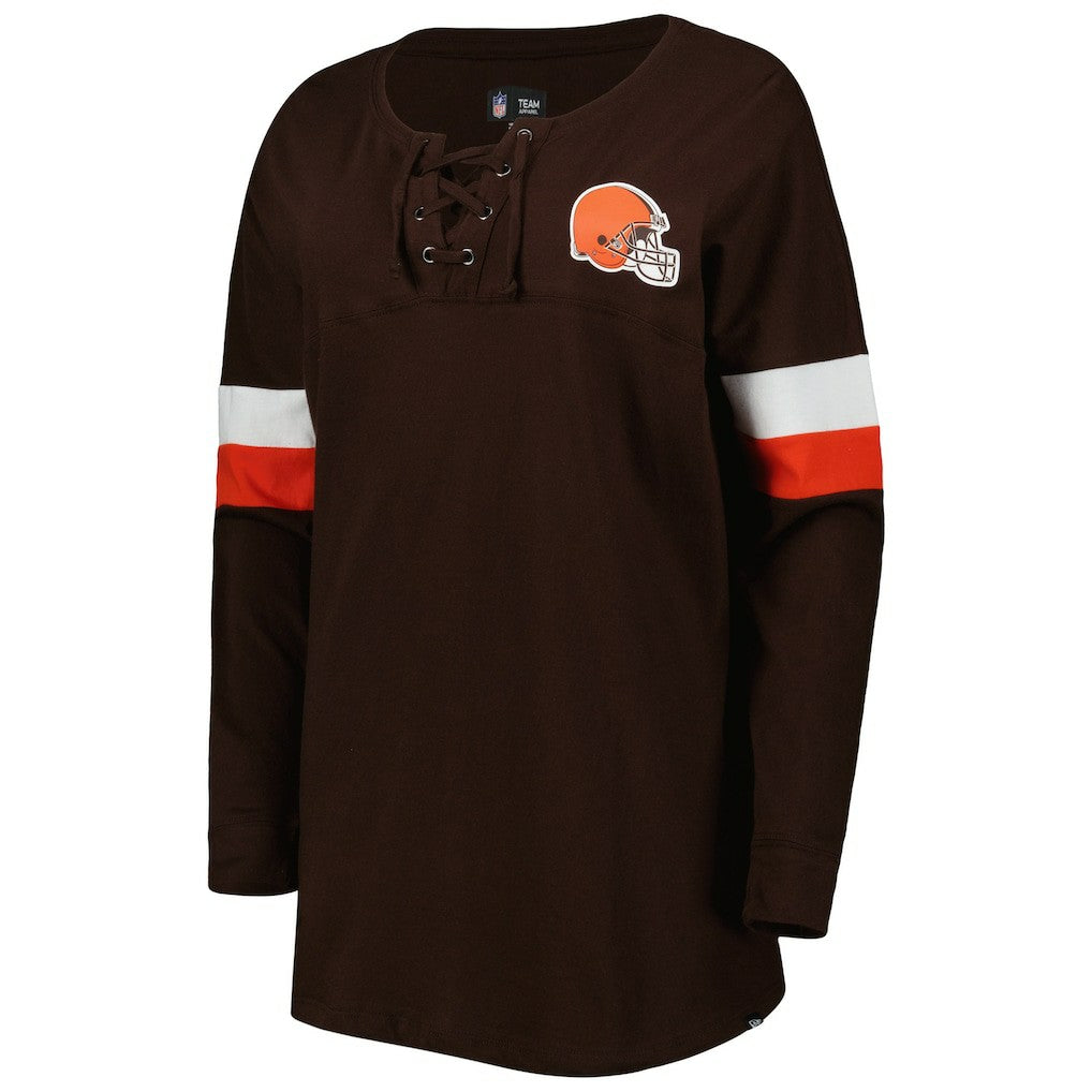 Cleveland Browns New Era Women's Athletic Varsity Lace-Up Lightweight Long Sleeve T-Shirt