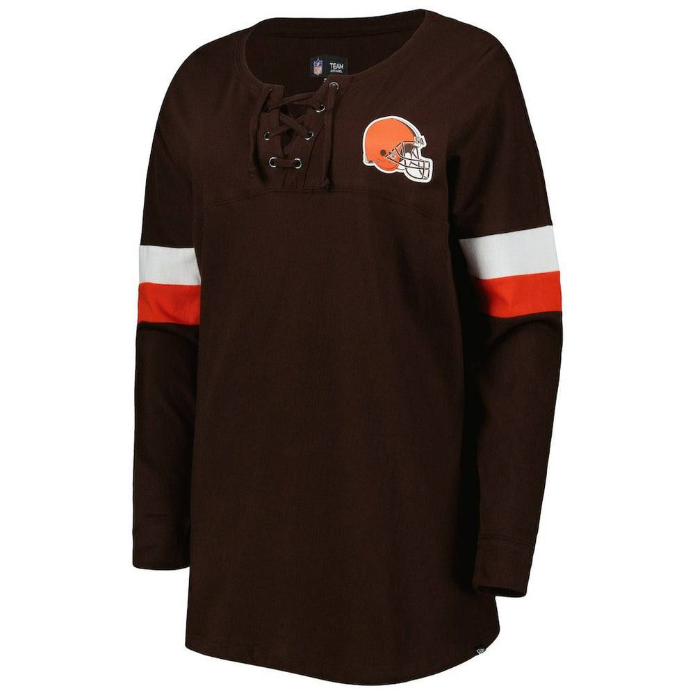 Cleveland Browns New Era Women's Athletic Varsity Lace-Up Lightweight Long Sleeve T-Shirt