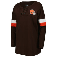 Cleveland Browns New Era Women's Athletic Varsity Lace-Up Lightweight Long Sleeve T-Shirt