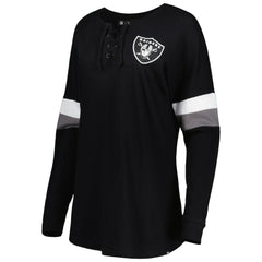 Las Vegas Raiders New Era Women's Athletic Varsity Lace-Up Lightweight Long Sleeve T-Shirt