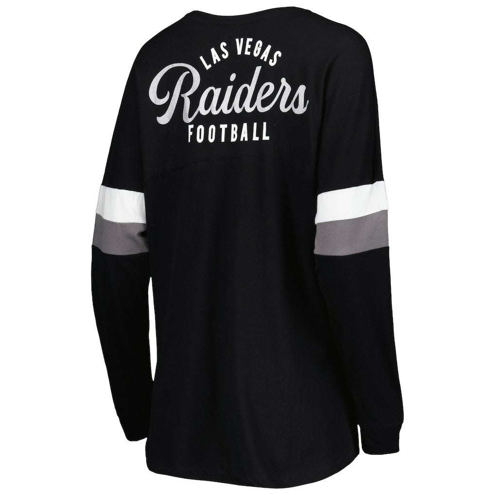 Las Vegas Raiders New Era Women's Athletic Varsity Lace-Up Lightweight Long Sleeve T-Shirt