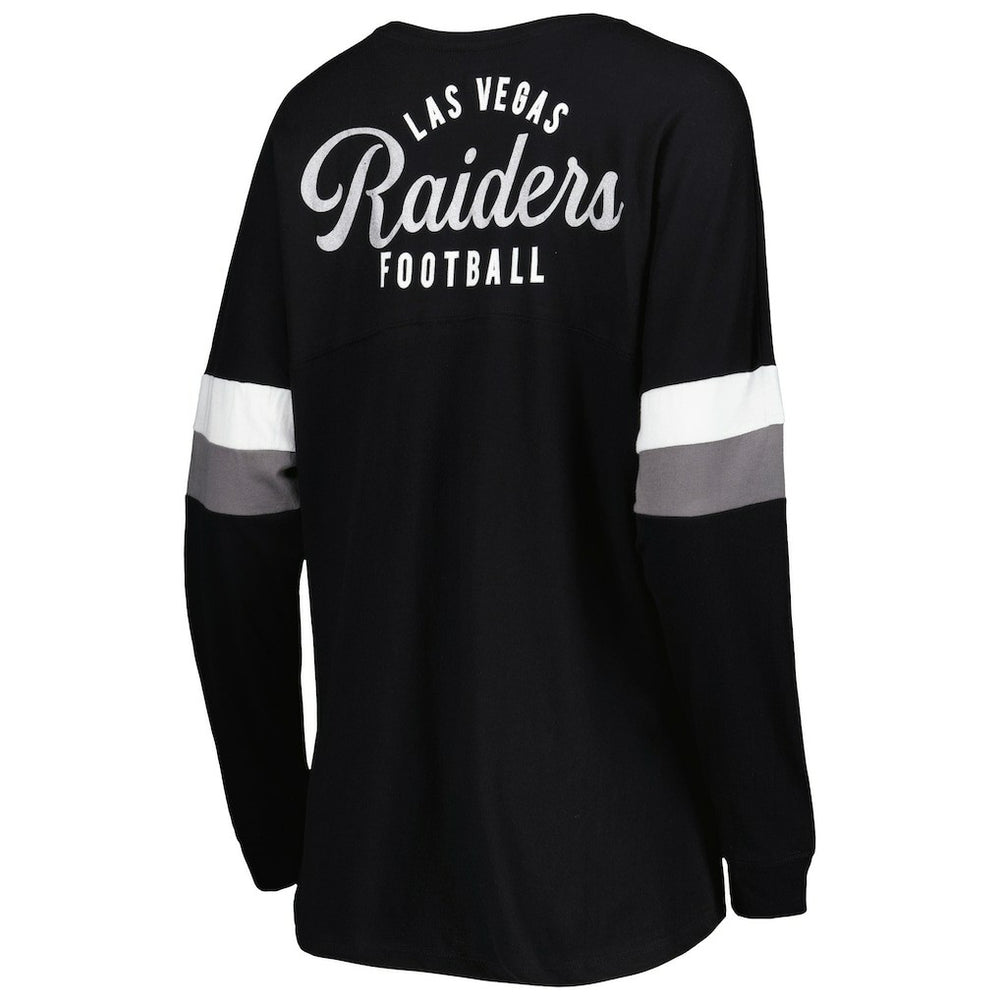 Las Vegas Raiders New Era Women's Athletic Varsity Lace-Up Lightweight Long Sleeve T-Shirt