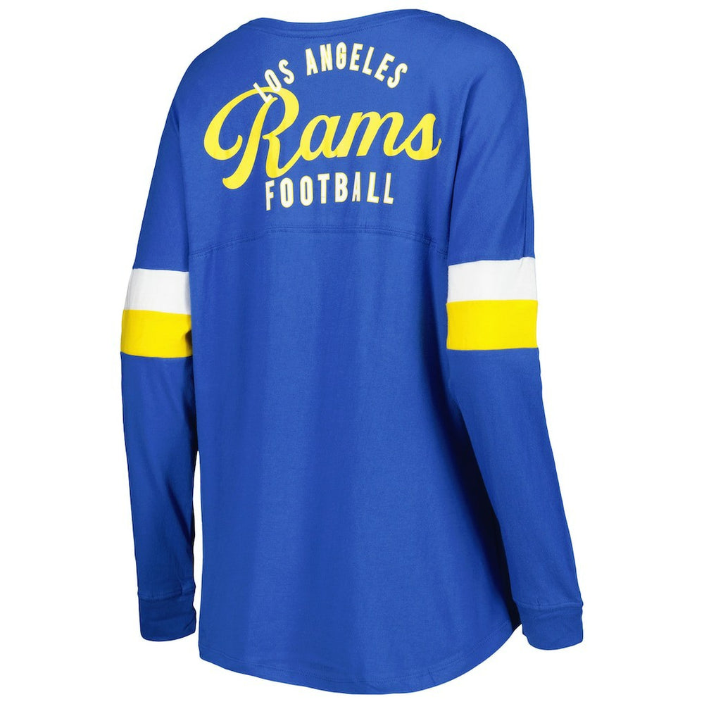Los Angeles Rams New Era Women's Athletic Varsity Lace-Up Lightweight Long Sleeve T-Shirt