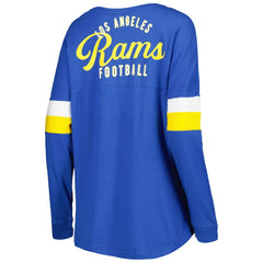 Los Angeles Rams New Era Women's Athletic Varsity Lace-Up Lightweight Long Sleeve T-Shirt
